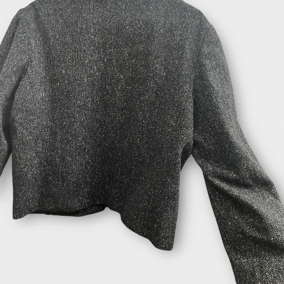 Vintage Talbots Herringbone Tweed Zip Jacket. blue black wool silk blazer zipper - Picture 10 of 12